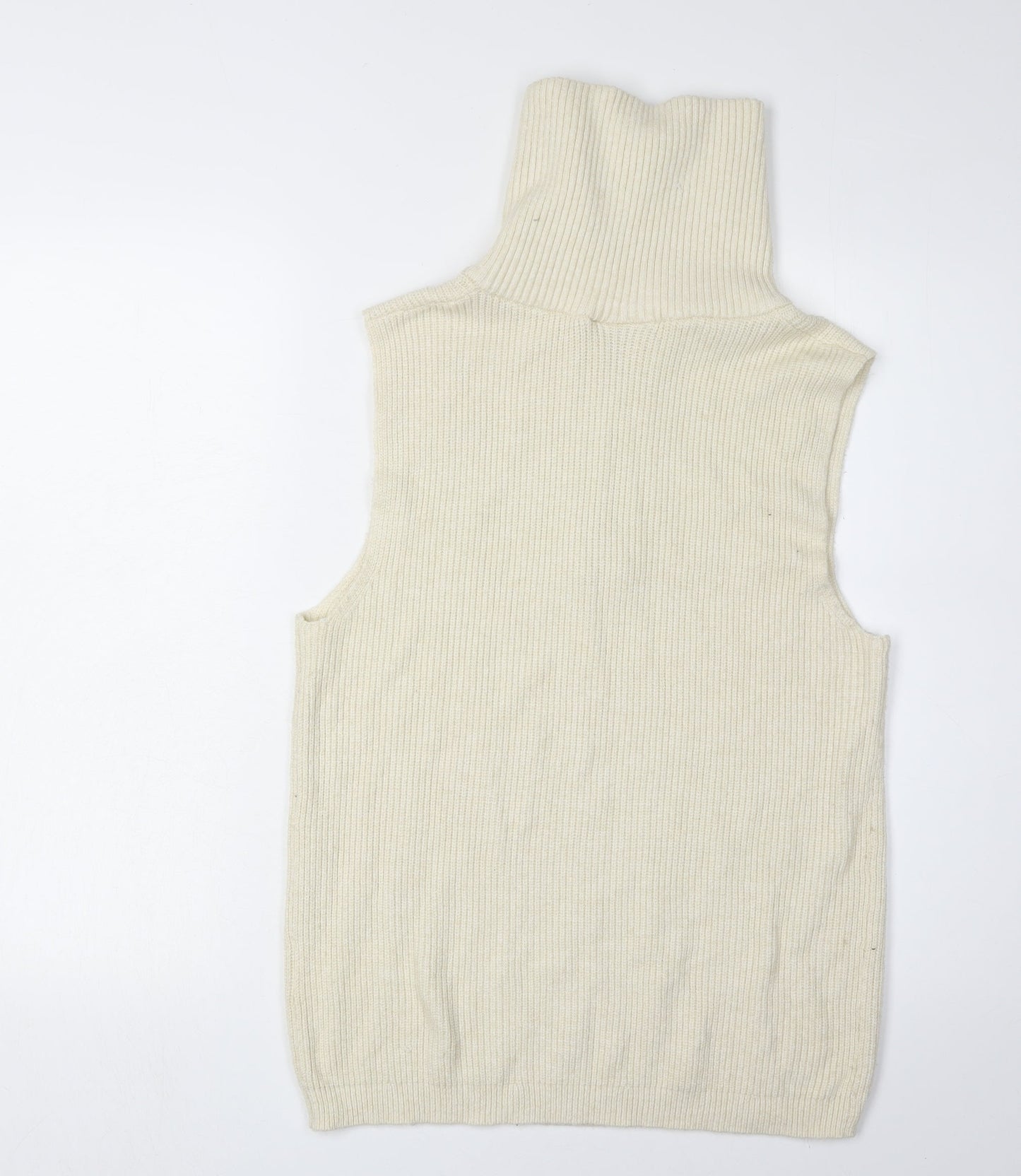 Vila Women's Ivory Full Zip High Neck Vest - Size 12