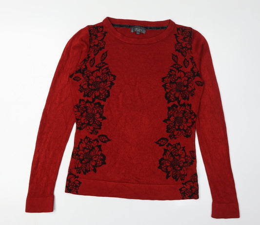 Marks and Spencer Red Floral Women's Pullover Jumper, Size 14