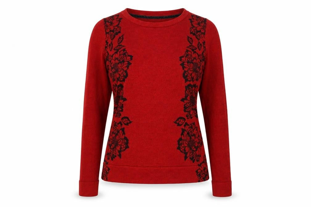 Marks & Spencer Red Floral Women's Pullover Jumper, Size 14