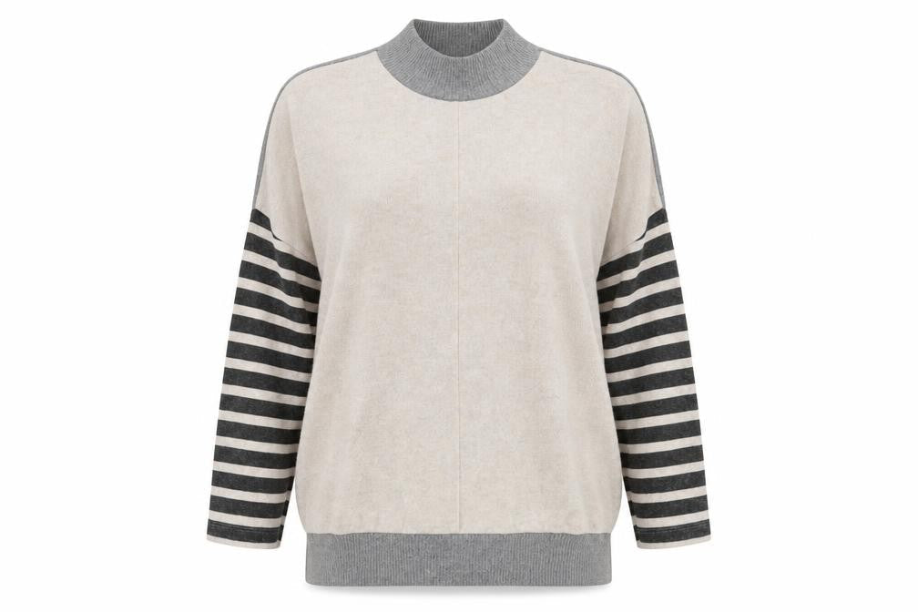 Next Women's Grey Mock Neck Striped Jumper Size L
