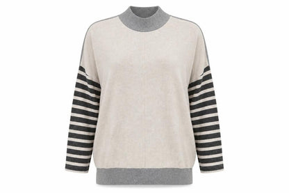 Next Women's Grey Mock Neck Striped Jumper Size L