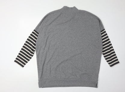 Next Women's Grey Mock Neck Striped Jumper Size L