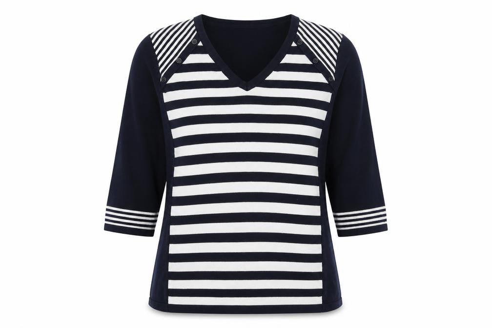 Collection L Women's Black Striped Pullover Jumper Size 14
