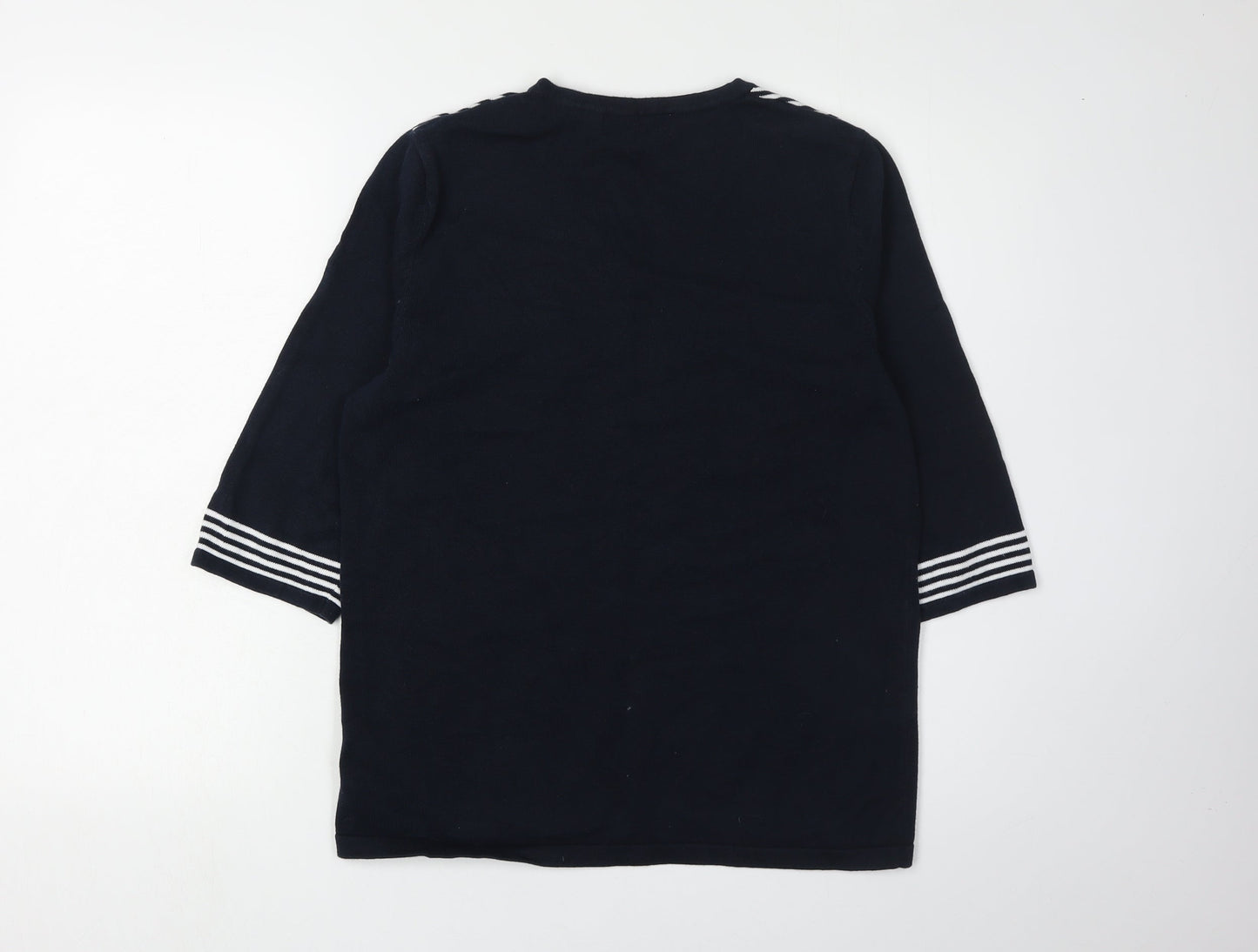 Collection L Women's Black Striped Pullover Jumper Size 14