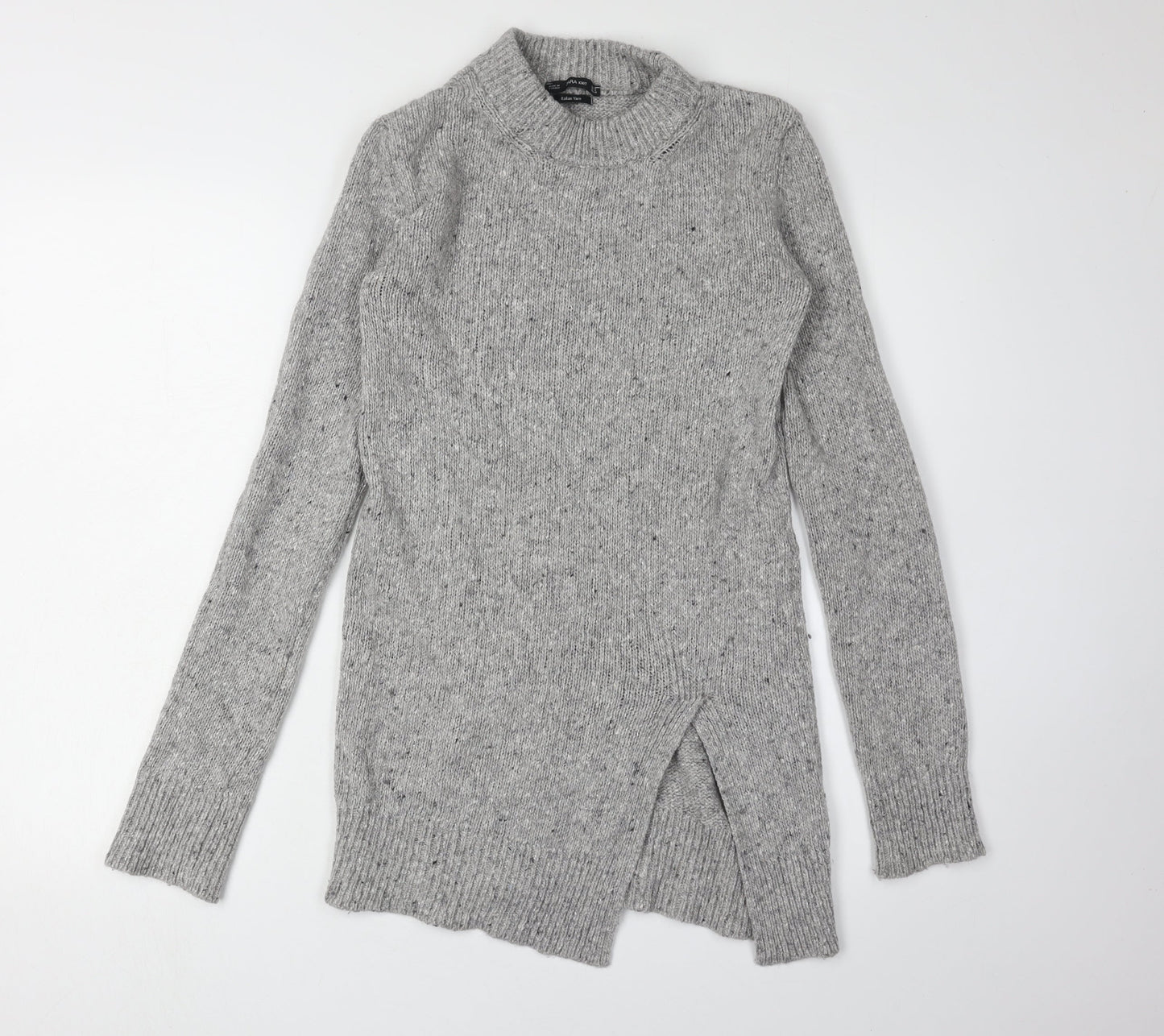 Zara Women’s Grey Mock Neck Wool Pullover Jumper