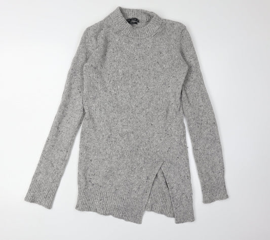 Zara Women’s Grey Mock Neck Wool Pullover Jumper