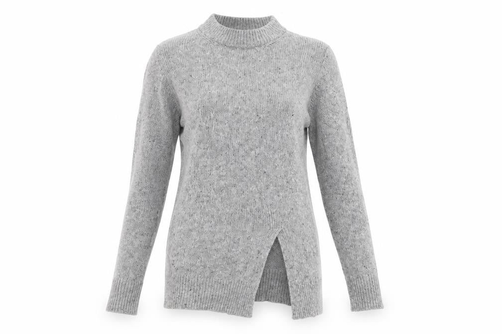 Zara Women’s Grey Mock Neck Wool Pullover Jumper