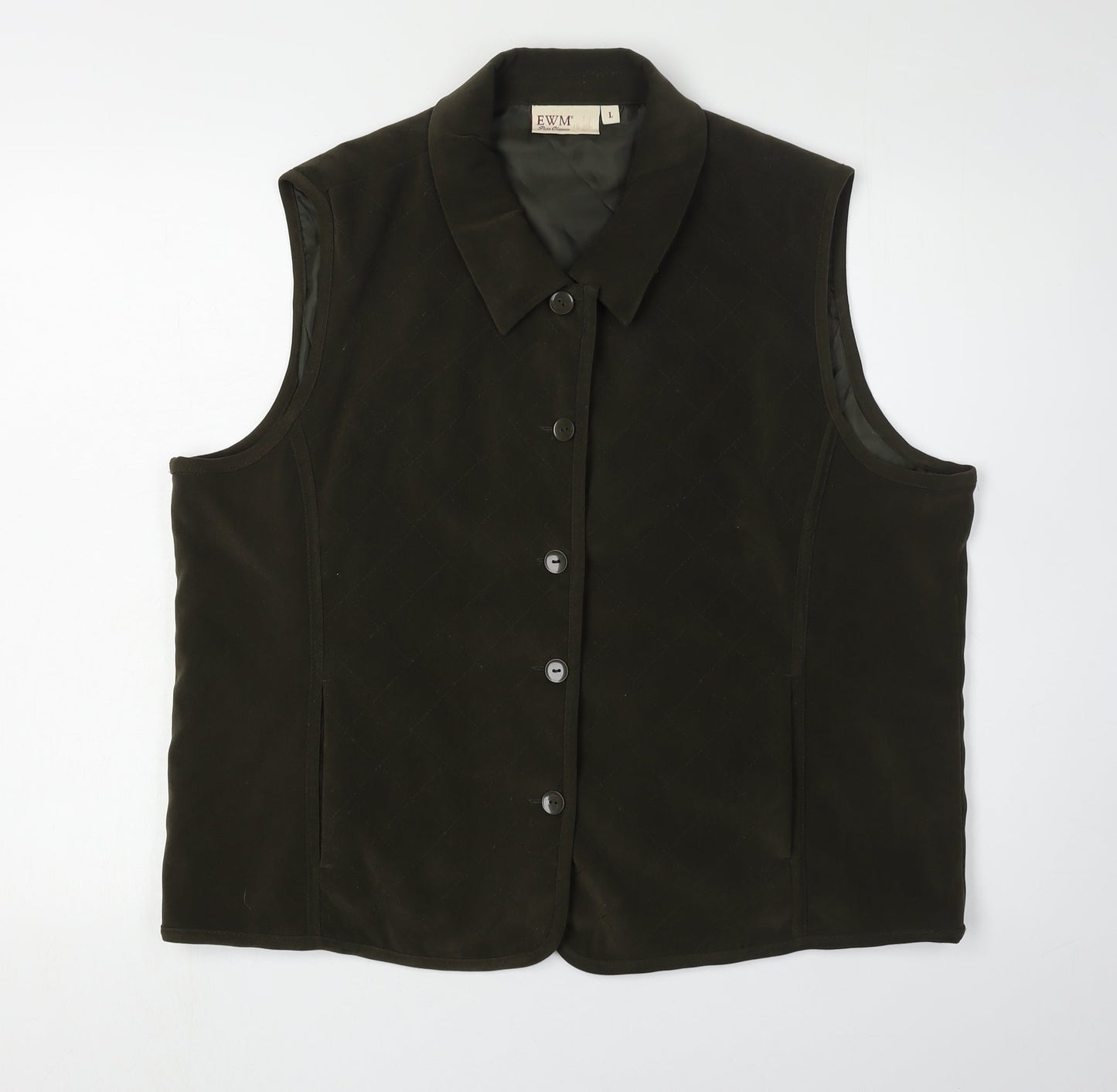 EWM Men's Green Waistcoat, Lined, Size L, Casual Buttoned