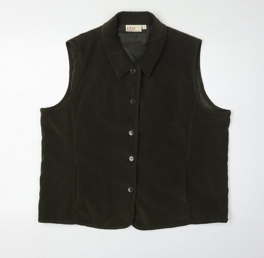 EWM Men's Green Waistcoat, Lined, Size L, Casual Buttoned