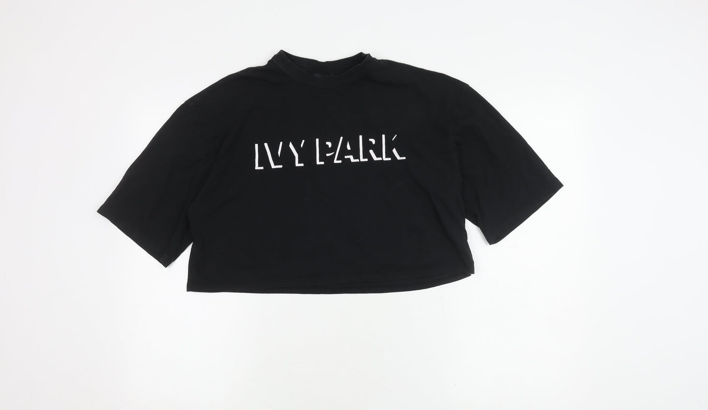Ivy Park Women's Black Cropped T-Shirt, M, Casual Style