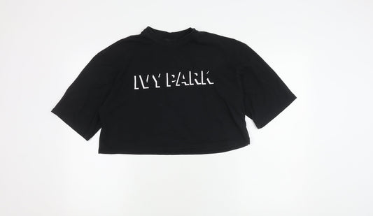 Ivy Park Women's Black Cropped T-Shirt, M, Casual Style