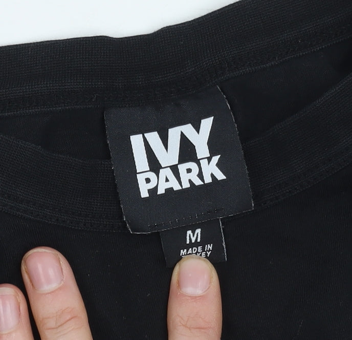 Ivy Park Women's Black Cropped T-Shirt, M, Casual Style