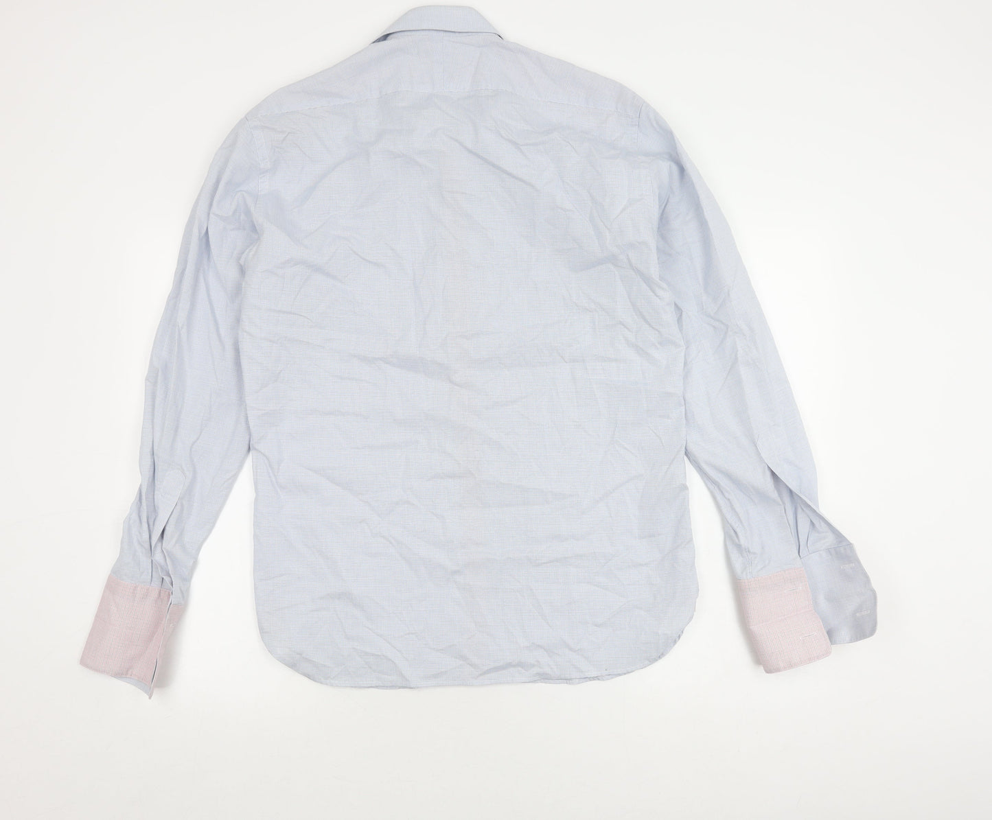 Marks & Spencer Men's Blue Check Dress Shirt, 15.5