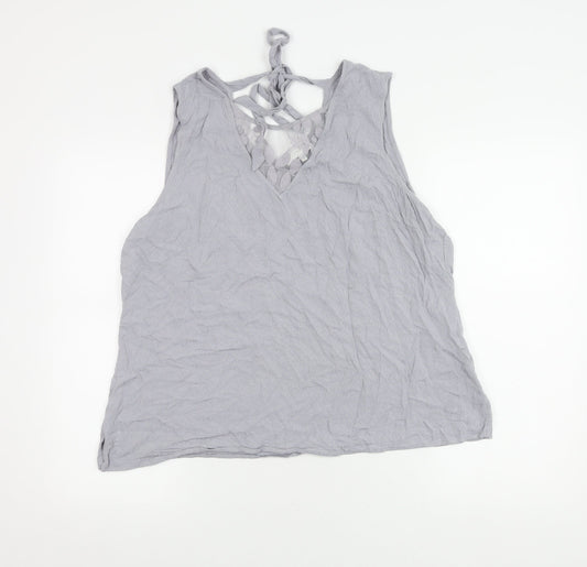RJR John Rocha Women's Grey Tank Top, Size 18, V-Neck