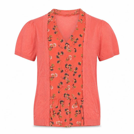 Next Women's Pink Floral Knit Top, Size 8, Short Sleeve