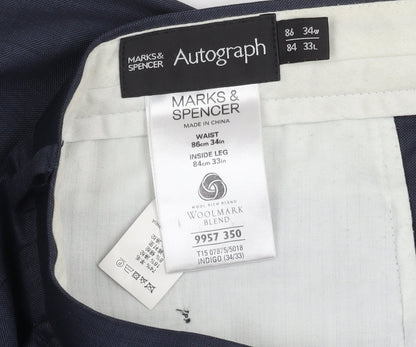 Marks & Spencer Men's Blue Trousers, Size 34