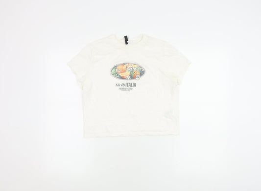 Divided Women’s White Graphic T-Shirt Size 12 Cotton