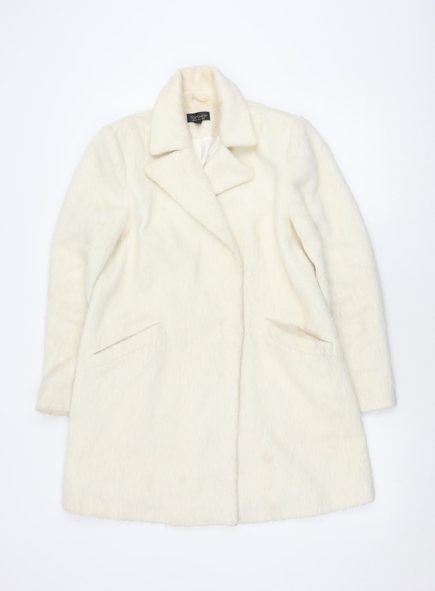 Topshop Women's Ivory Overcoat UK 8 Classic Style