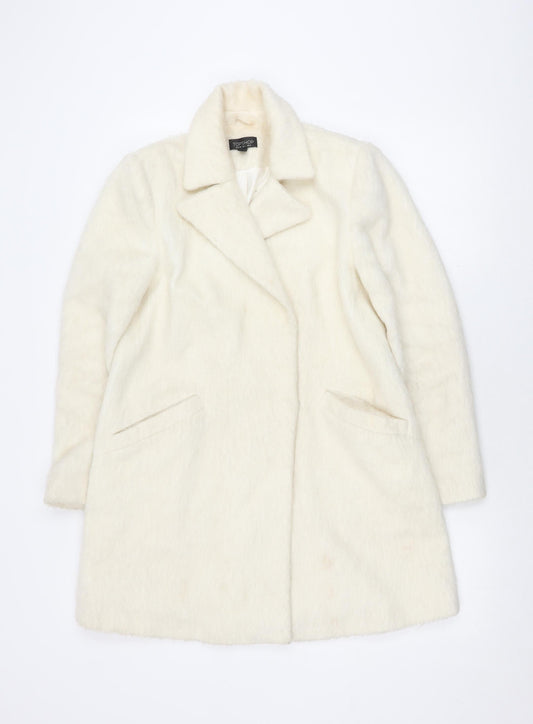 Topshop Women's Ivory Overcoat UK 8 Classic Style