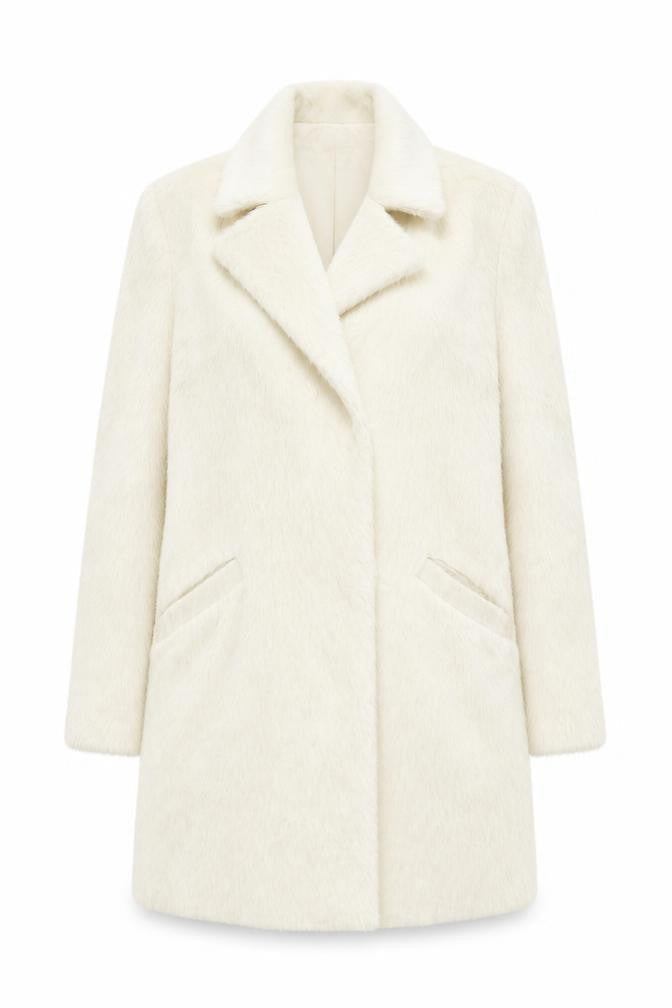 Topshop Women's Ivory Overcoat UK 8 Classic Style