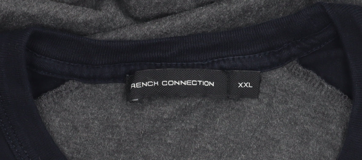 French Connection Men's Grey Black 2XL Colourblock T-Shirt