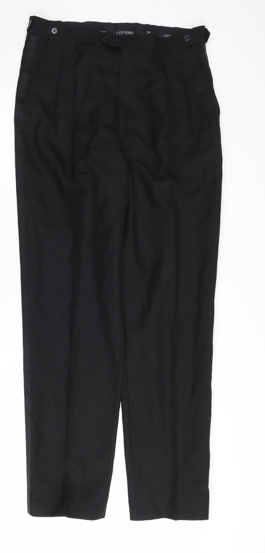 Ciro Citterio Men's Black Straight Leg Trousers 34L