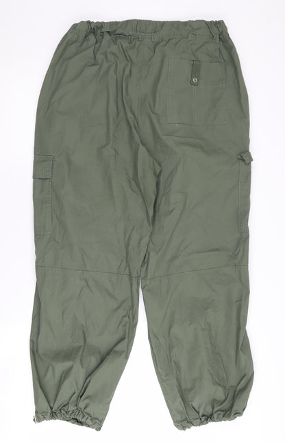 Next Womens Cargo Trousers Green Medium Cotton Casual
