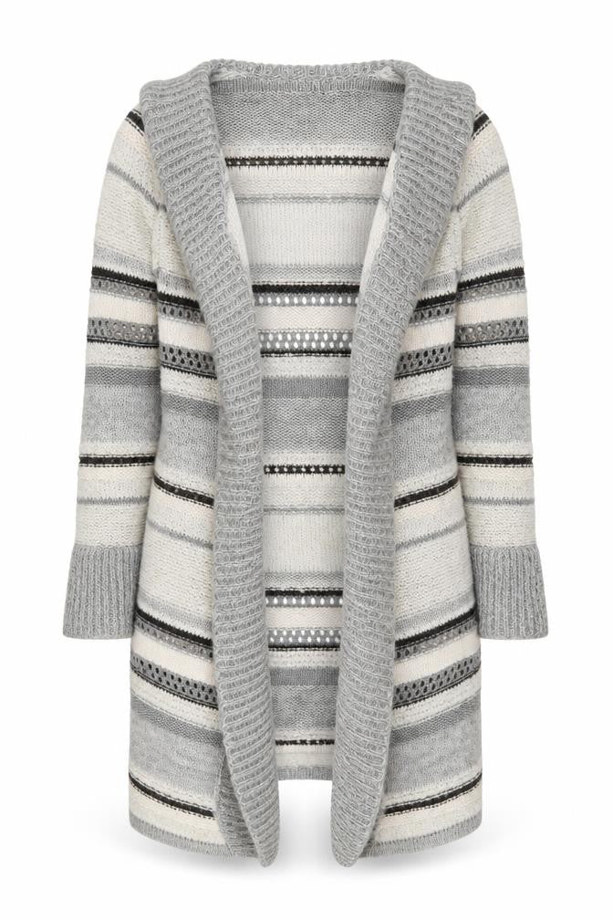 Marks & Spencer Women's Grey Striped Cardigan Size 10