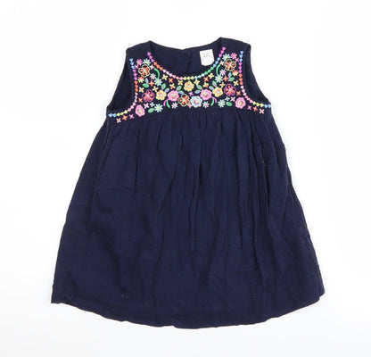 Gap Girls Blue Embroidered Dress, Size 2 Years