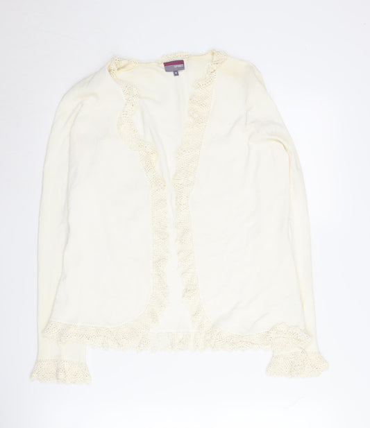Spirit Women's Ivory Crochet Trim Cardigan Size 16