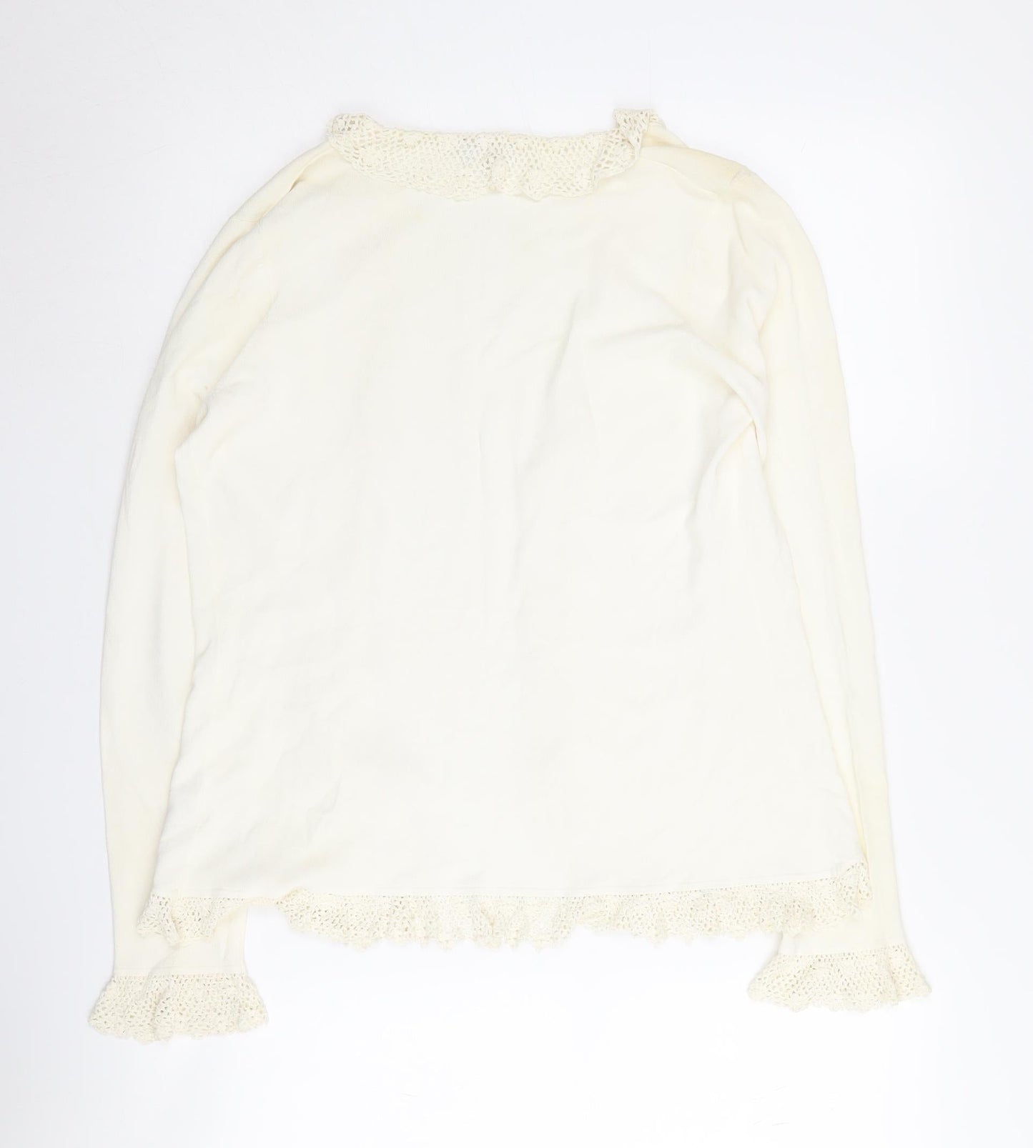 Spirit Women's Ivory Crochet Trim Cardigan Size 16