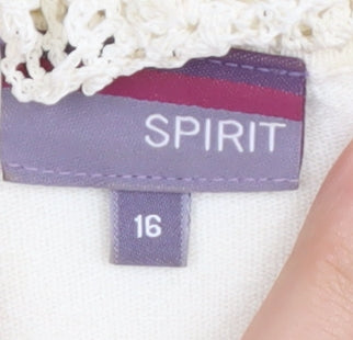 Spirit Women's Ivory Crochet Trim Cardigan Size 16