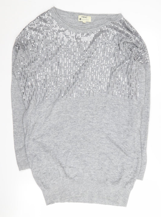 Next Grey Sequin Women's Long Sleeve Jumper Size 10