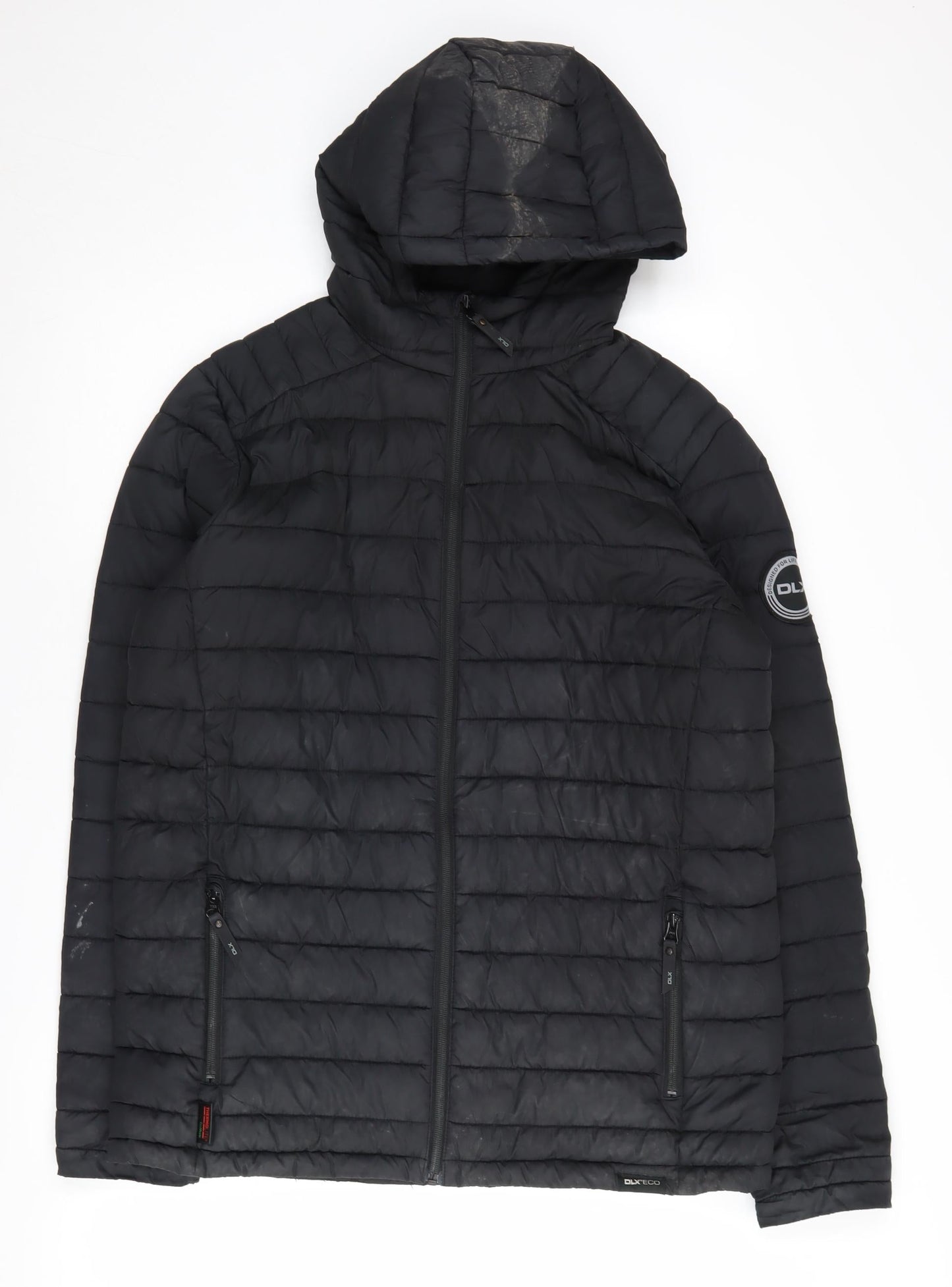 DLX Men's Black Hooded Puffer Jacket Size S