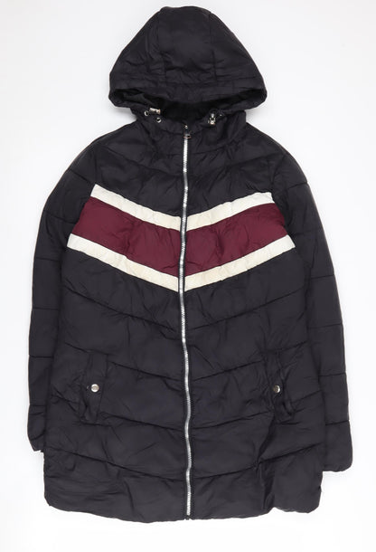 Studio Women's Black Puffer Jacket, Size 12, Mid-Length