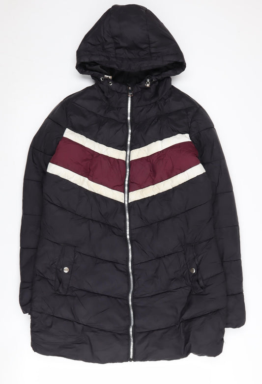 Studio Women's Black Puffer Jacket, Size 12, Mid-Length