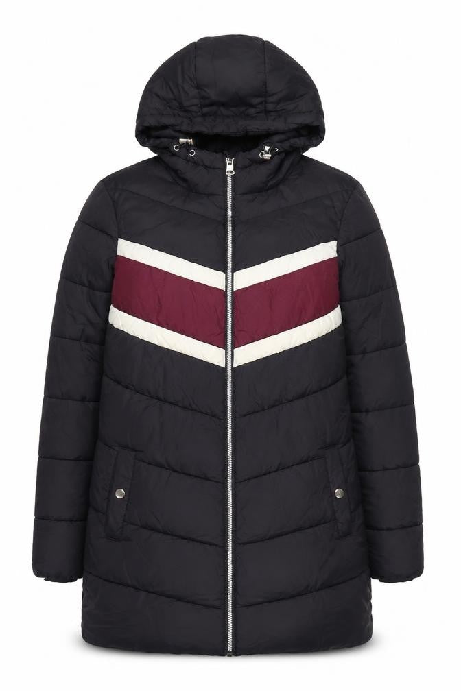 Studio Women's Black Puffer Jacket, Size 12, Mid-Length