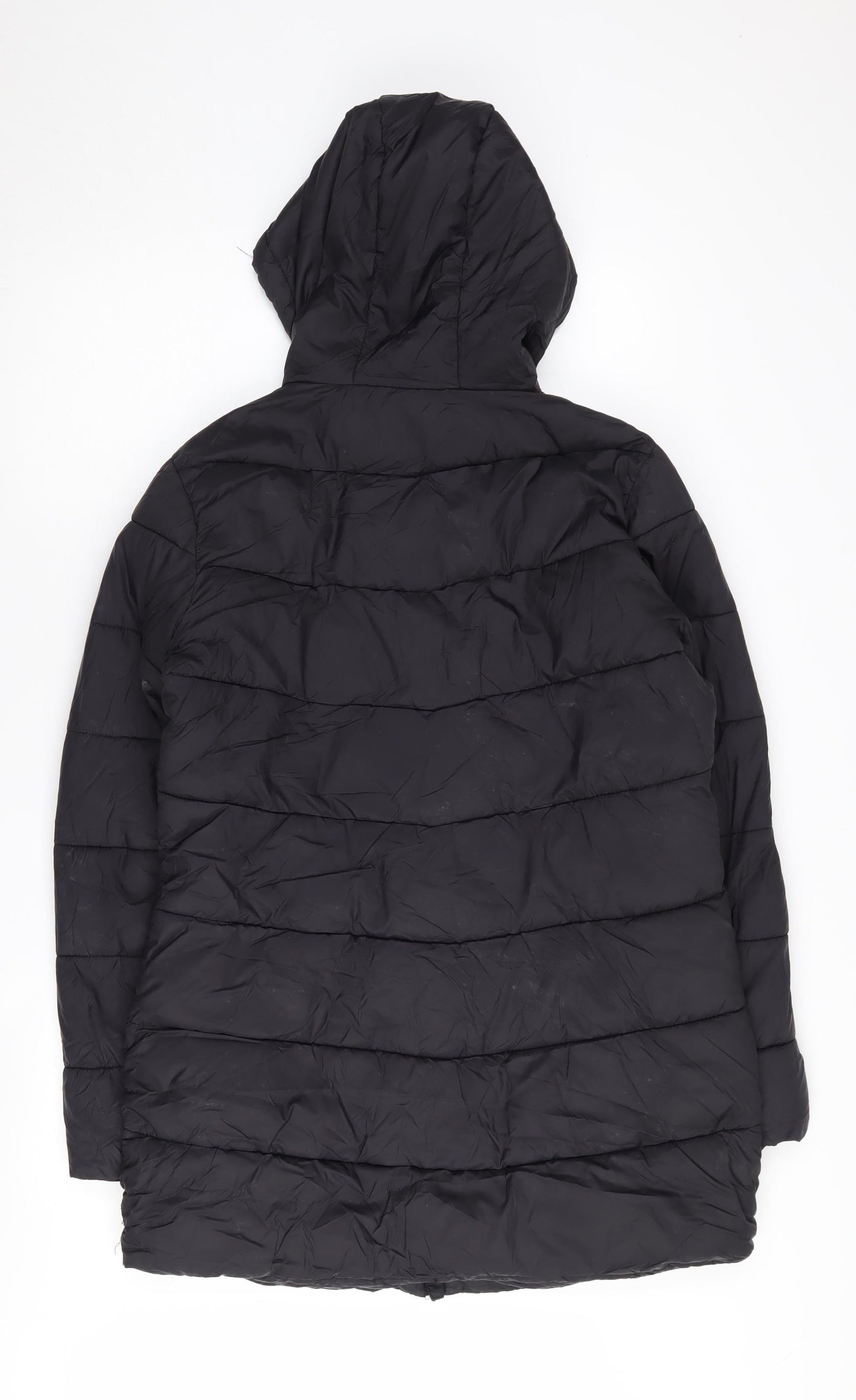Studio Women's Black Puffer Jacket, Size 12, Mid-Length