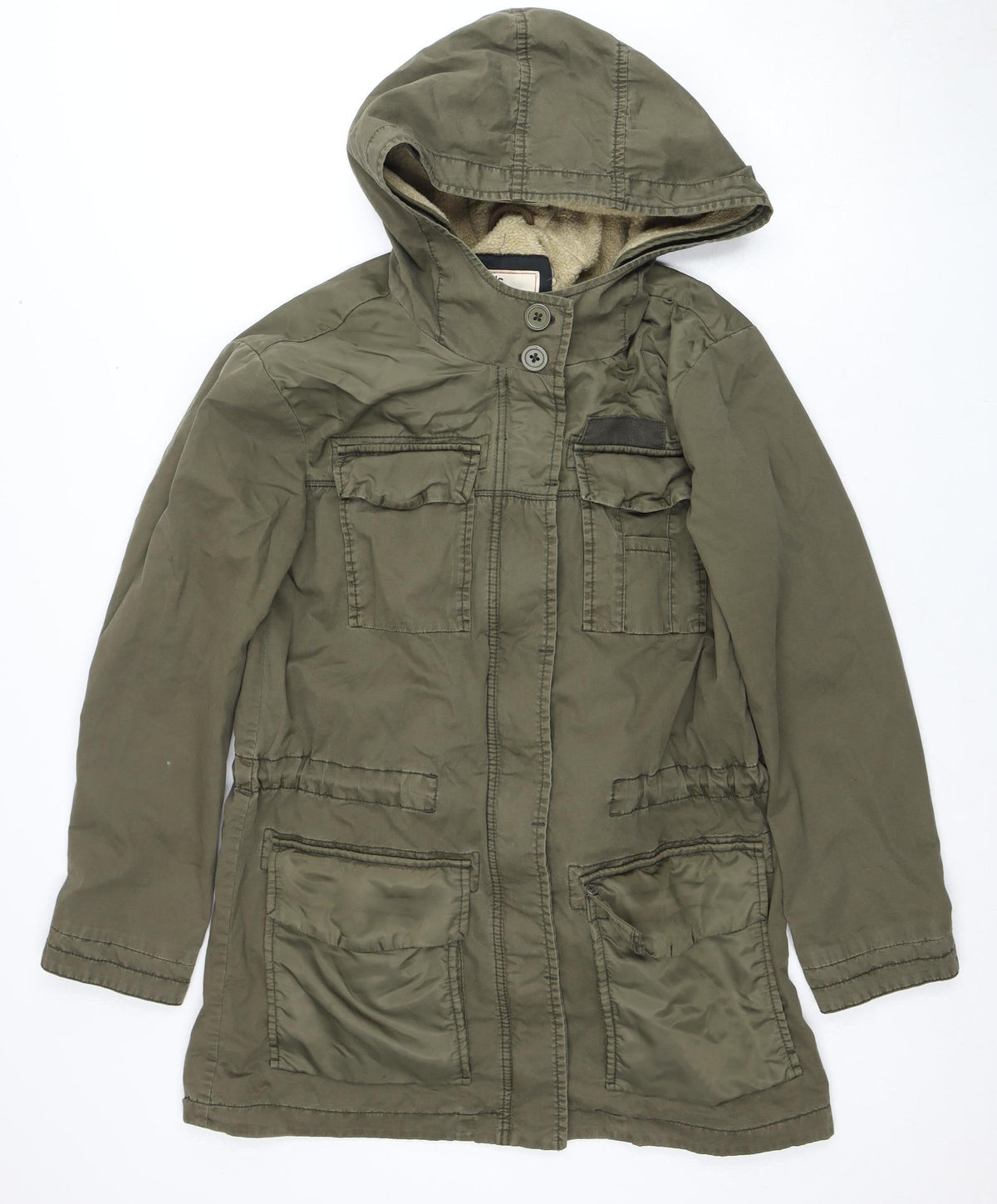 Additional front view of EDC Women's Green Parka Jacket with Hood -, size S