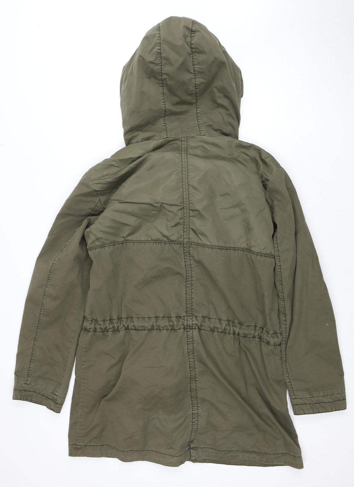 Back view of EDC Women's Green Parka Jacket with Hood -, size S