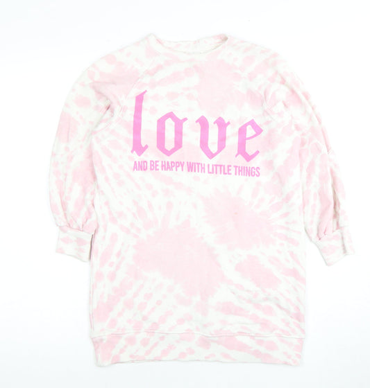Zara Girls Pink Tie-Dye Graphic Sweatshirt 10-11 Years