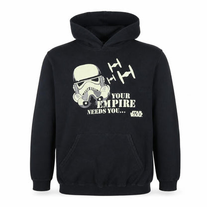 Front view of Star Wars boys’ black pullover hoodie 14-16 years
