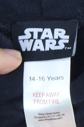 Close-up detail of Star Wars boys’ black pullover hoodie 14-16 years