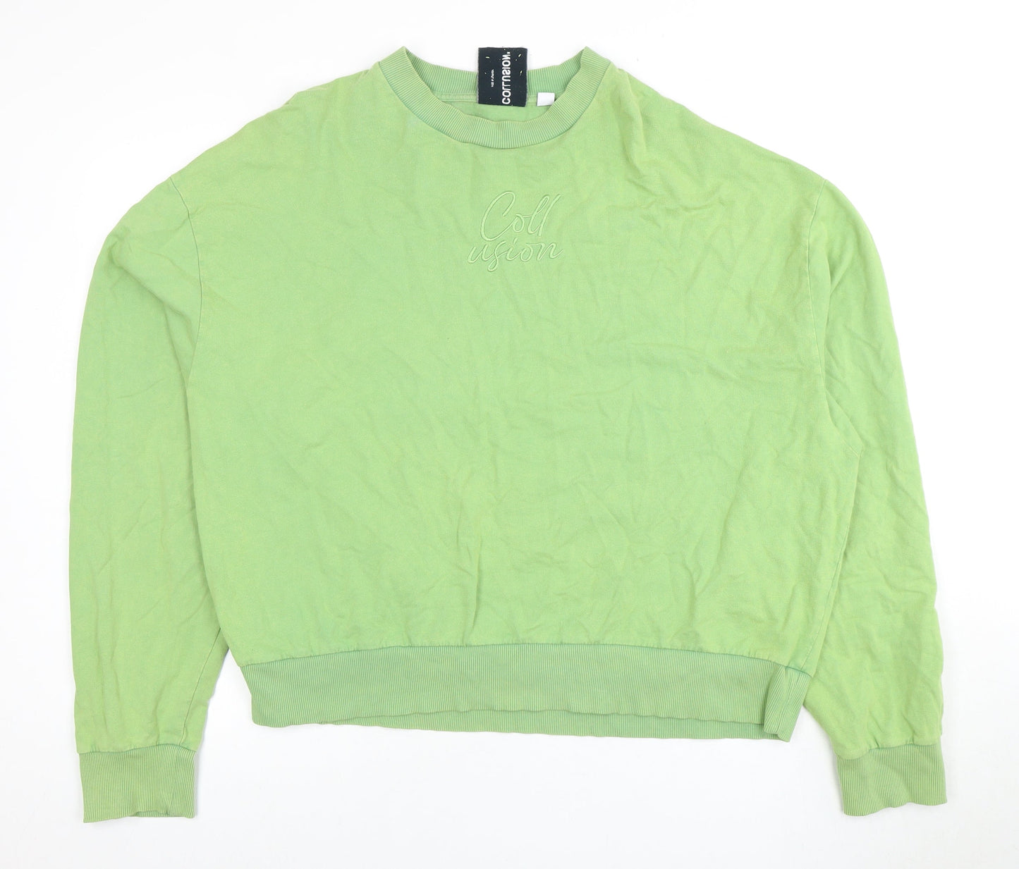 Collusion Men’s Green Cotton Sweatshirt, Size M, Pullover