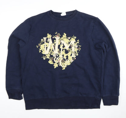 H&M Women's Blue Floral Sweatshirt, Medium, Pullover