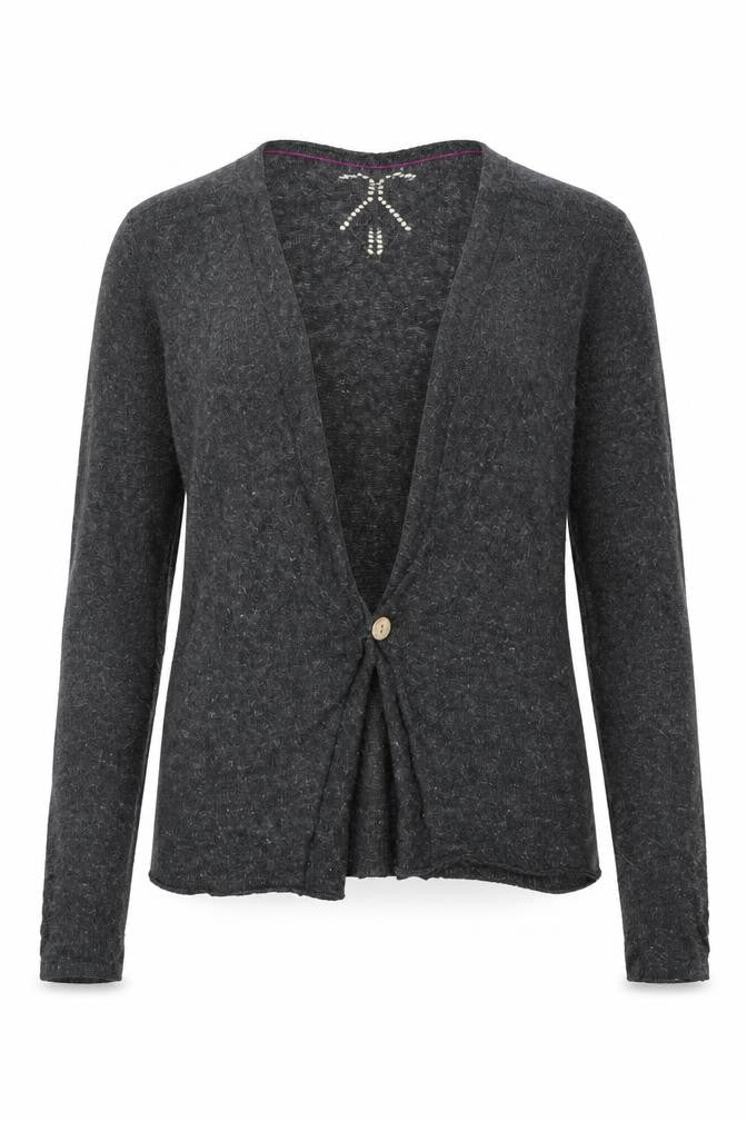 Women's Grey Wool Blend Cardigan, Size 8 - Lightweight