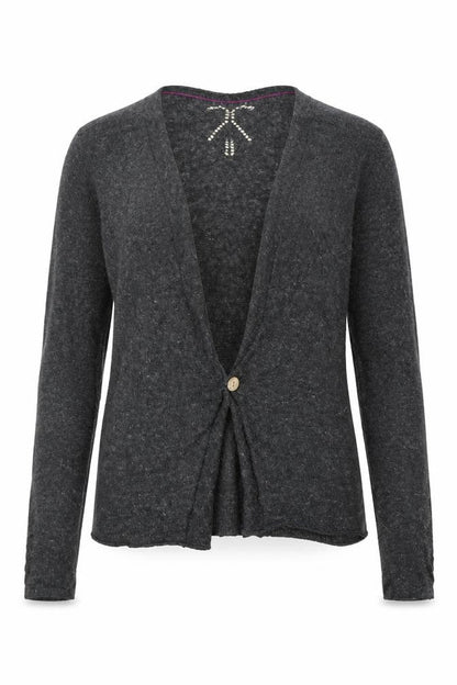 Women's Grey Wool Blend Cardigan, Size 8 - Lightweight
