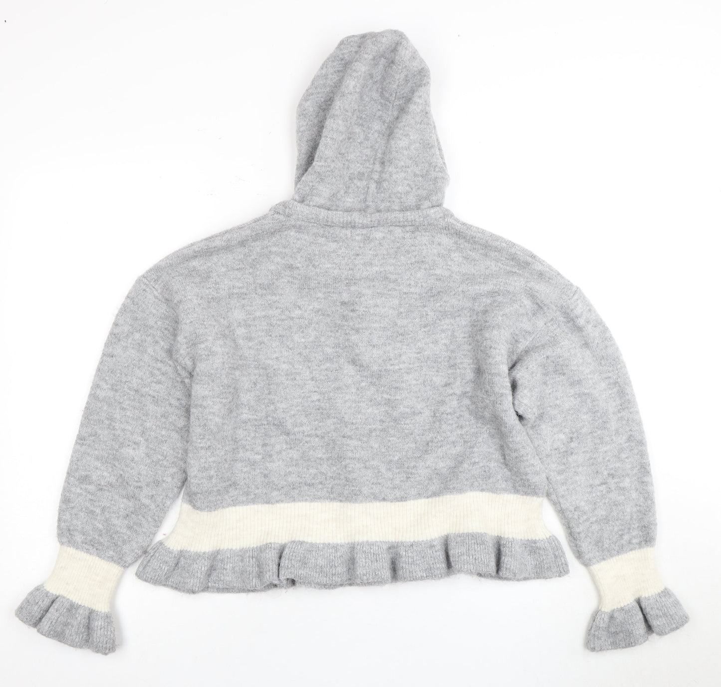 Next Women's Grey Hooded Knit Pullover Jumper L