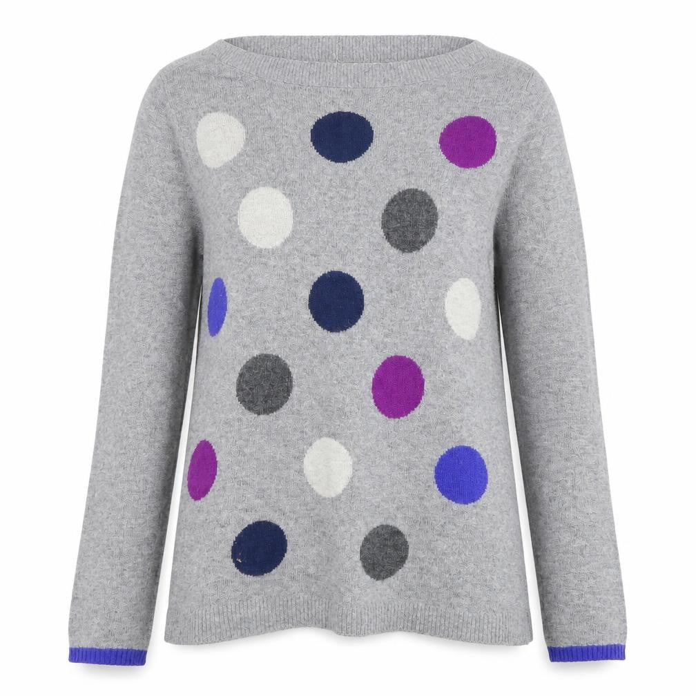 BonJour Women's Grey Polka Dot Wool Jumper Size 8