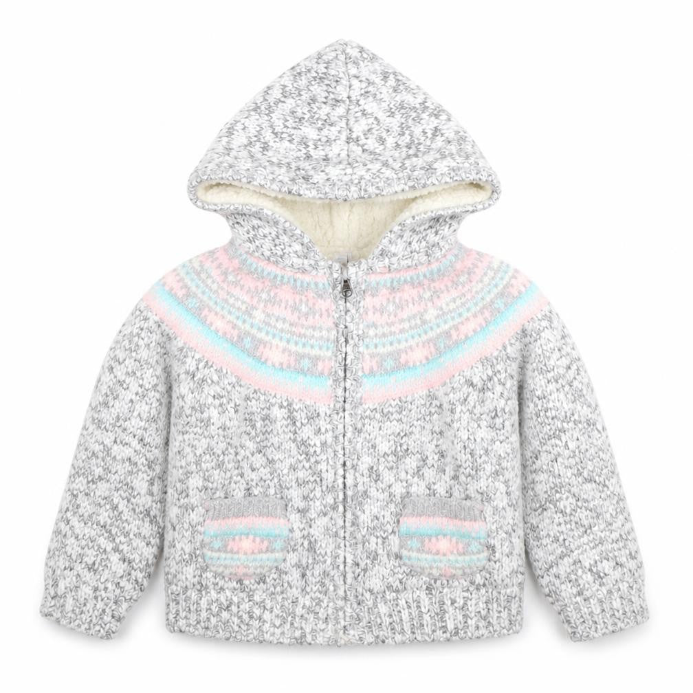 Mini Club Girls Grey Full Zip Hooded Jumper - 2 Years